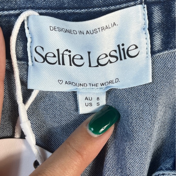 Selfie Leslie Side Zip Blue Denim Mini Sleeveless Dress Small NWT - Picture 11 of 14